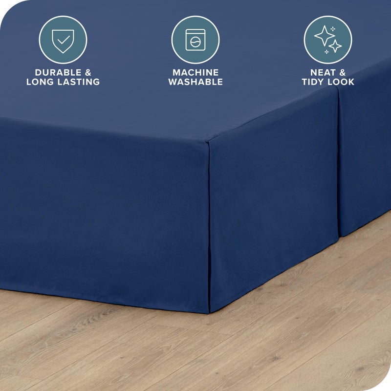 Bare Home Kids Twin Bed Skirt - 15-Inch Tailored Drop Easy Fit - Bed Skirt for Beds - Center & Corner Pleats (Twin, Dark Blue) - Image 2